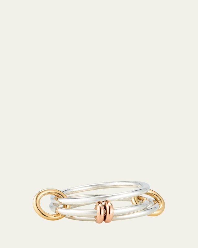 Acacia SG Three Link Ring in Sterling Silver with Yellow Gold and Rose Gold